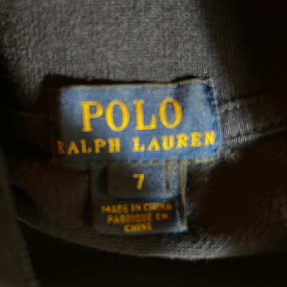 Polo Ralph Lauren large polo man 3 polo shirt Navy with orange embroidery size 7 - Picture 3 of 3